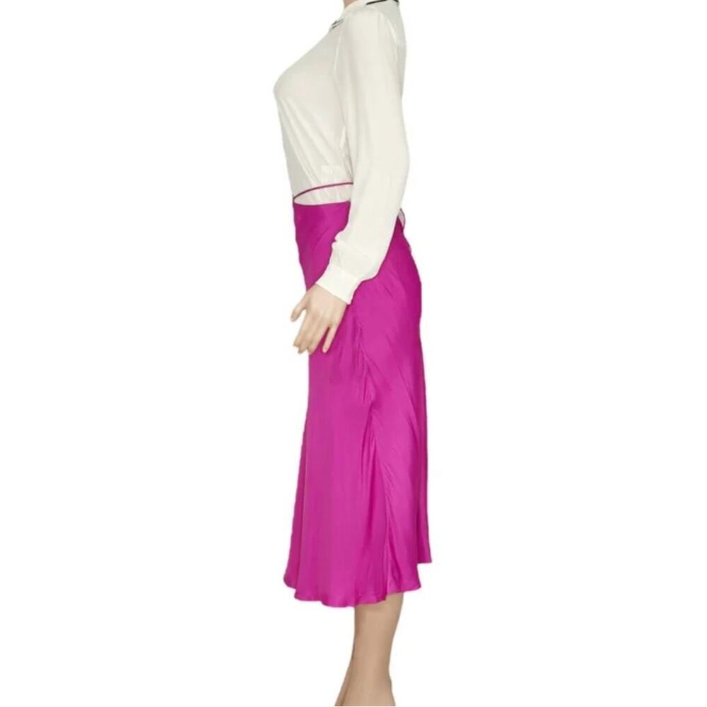 FARM Rio Fuschia satin Midi length 
strap-detail satin-finish midi skirt - Picture 9 of 14